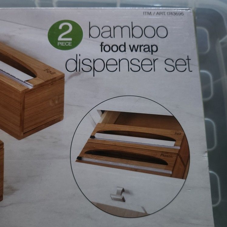 2 Bamboo Food Wrap Dispensers New