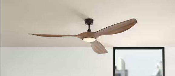 Marlon 84 in. LED Indoor Natural Iron Ceiling Fan with Brazilian Walnut Blades and Remote NEW
