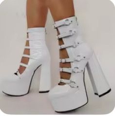 Platform Ankle Boots/heels White