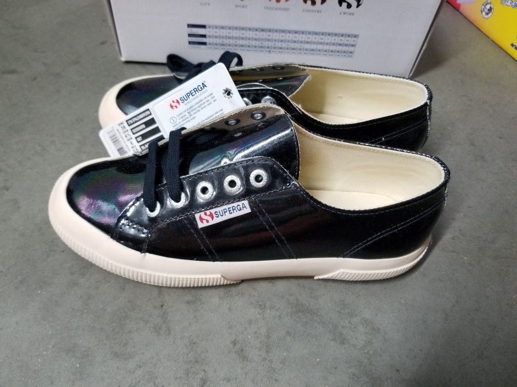 Superga Italy Victoria's Secret Women's Black Holographic Sneakers