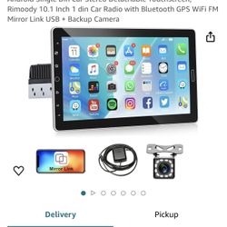 Android Single Din Car Stereo Detachable Touchscreen, Rimoody 10.1 Inch 1 din Car Radio with Bluetooth GPS WiFi FM Mirror Link USB + Backup Camera