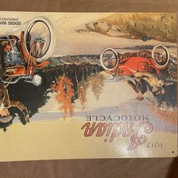 1917 Indian Motorcycle Poster W/metal On Back