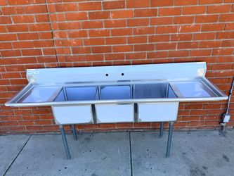 Restaurant Sink 90 Inch Sink with Three 18 Inch Bowls Stainless Steel NEW!!!