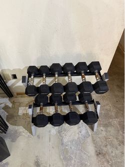 Weider Rubber Hex Dumbbell Set 200LBs + Rack