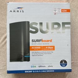ARRIS (G34) - Cable Modem Router Combo - Fast DOCSIS 3.1 Gigabit WiFi 6 (AX3000), Approved for Comcast Xfinity, Cox, Spectrum & More, 1 Gbps Max Inter