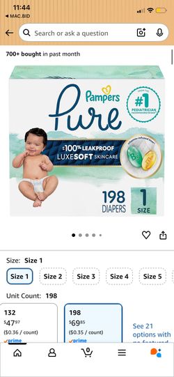New Pampers Pure Size 1 Diapers