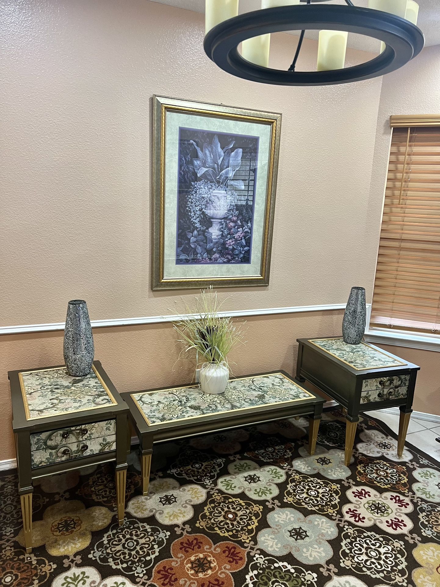Vintage Coffee Table and End Tables Set • Juego de mesa de centro y mesas laterales vintage