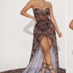 Fashion Nova Leopard Print Gown