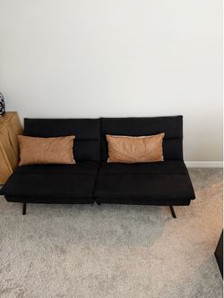 Black Split-Back Futon Sofa