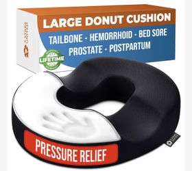 Donut Pillow for Tailbone Pain & Hemorrhoids – Large Memory Foam Seat Cushion for Bed Sore-Prone Areas & Pressure Relief