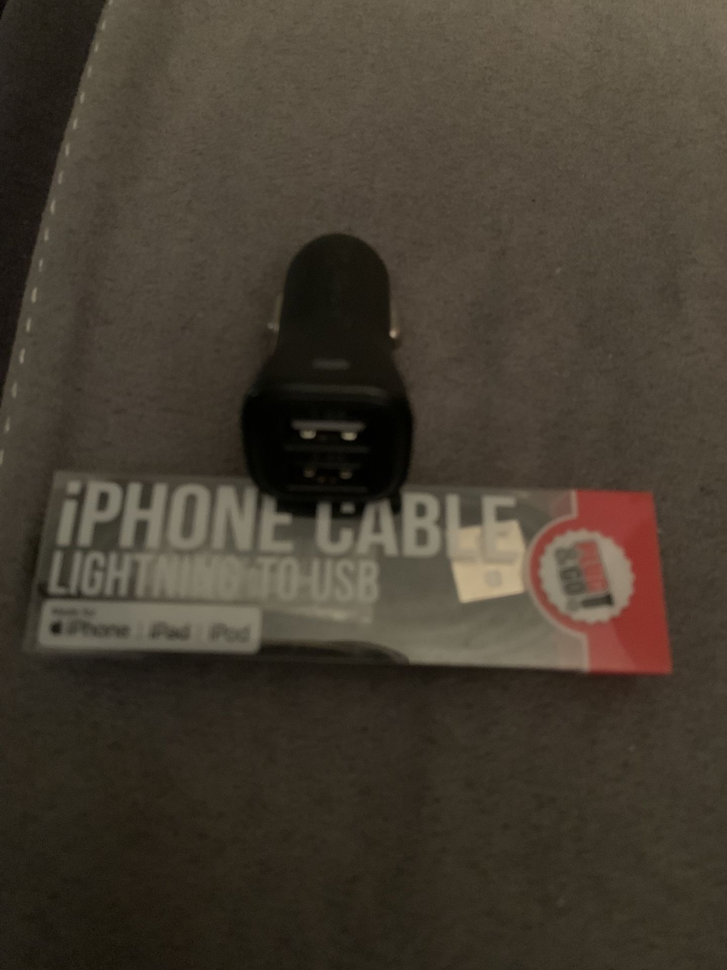 Car Lighter To iPhone Charger Black
