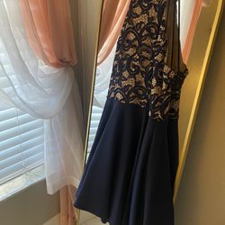 sparkly navy blue and beige dress!