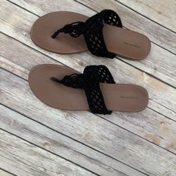 Maurice’s Black Sandals, Size 11, Worn Once, Excellent Condition