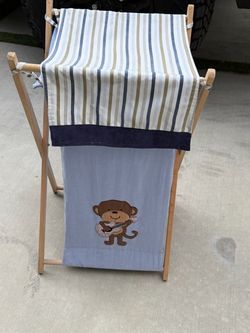 Kids Monkey Laundry Hamper with Wood Frame