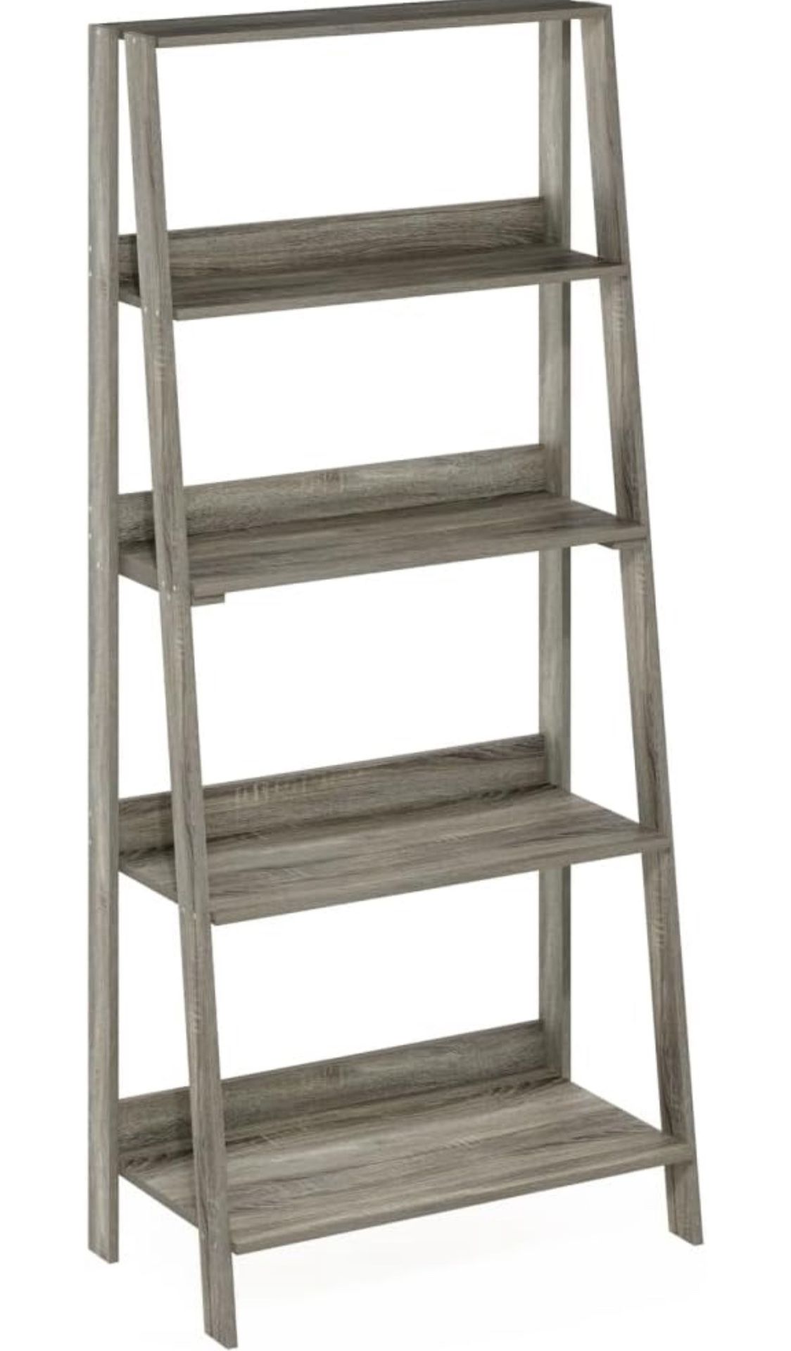5-Tier Ladder Bookcase Display Shelf French Oak