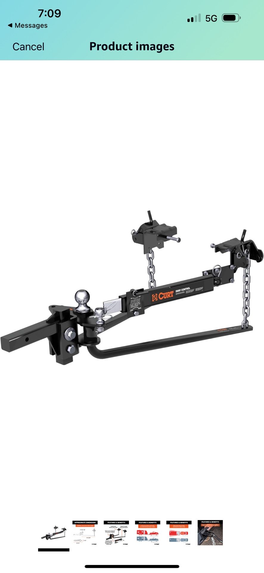 CURT 17062 Round Bar Weight Distribution Hitch with Integrated Lubrication and Sway Control, Up to 10K, 2-in Shank, 2-5/16-Inch Ball, Black