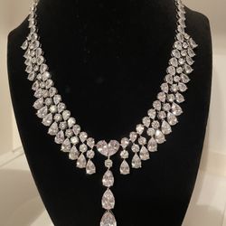 Rhinestones, Crystals Teardrop Necklace and earrings Wedding Prom