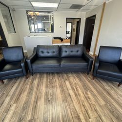 Leather Sofa & Chairs Set - Must Go Today!