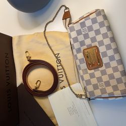 Authenitc Louis Vuitton Damier Azur Eva Accessories Hand Pouch