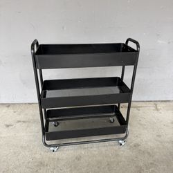 Mainstays 3 Tier Metal Utility Cart, Rich Black, Easy Rolling