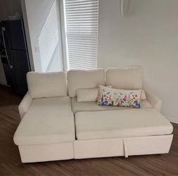 Boucle off white bed sofa