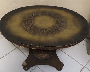 Antique gold leaf table with glass top - beautiful but needs TLC