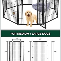 New in box FXW Homeplus Dog Playpen for Indoor Use - Stress-Free and Safe Play, Heavy Duty 40 Inch 8 Panels Dog Pen for Medium and Large Dogs, Black│P