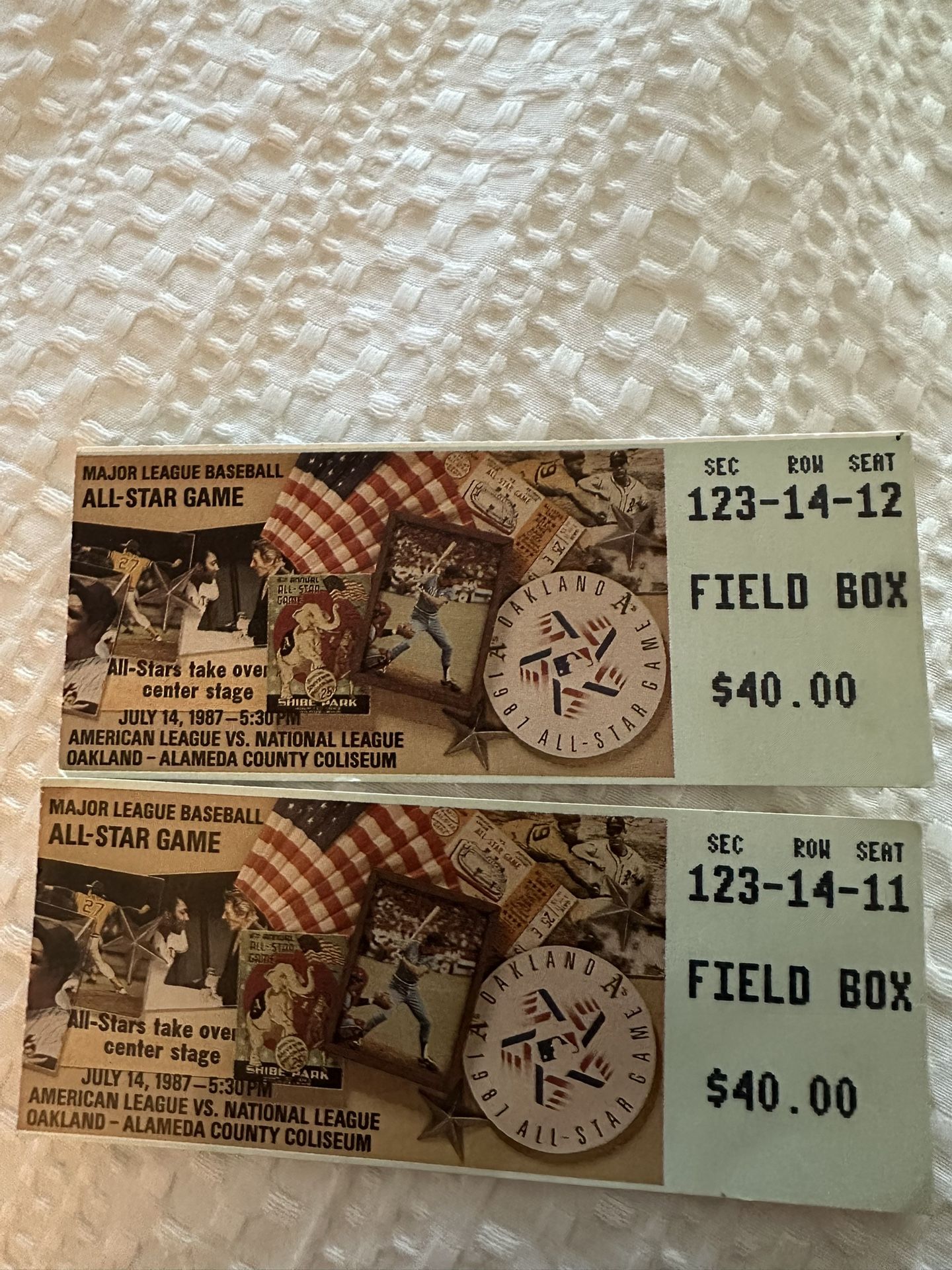 Rare 1987 MLB All-Star Game Tickets – Oakland Coliseum