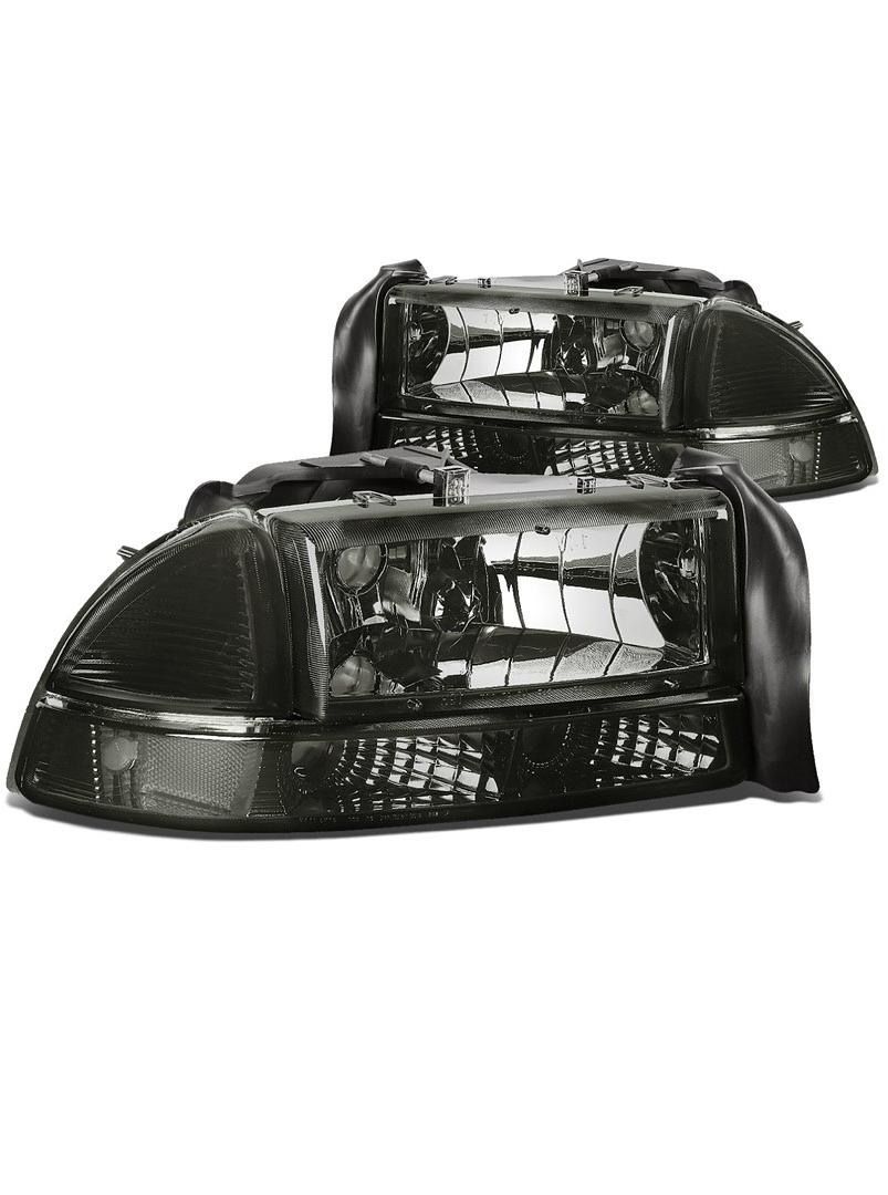 97-04 Dodge Dakota/ 98-03 Durango Smoked Lens Headlights With Clear Corners Luces Aumadas