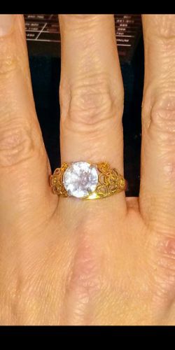 Vintage white sapphire filigree ring