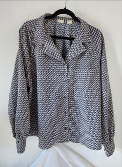 Women's Long Sleeve Button-Up Printed Blouse