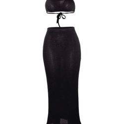 Solid Halter Top & Skirt 