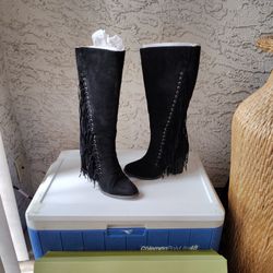 Patrizia Suede Fringe Boots  $35 