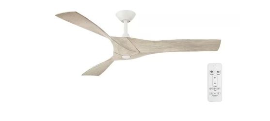 Hampton Bay Blaire 52 in. Indoor/Outdoor White Ceiling Fan with Natural and Warm White Blades