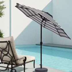 Outdoor 9 Feet Aluminum Market  Umbrella with Crank and Push Button Tilt for Patio, Garden, Deck, Backyard, Pool - No Base