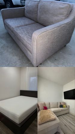 Mattress queen (no bed frame) couch large and couch small all $90