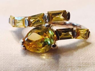 Citrine and sterling silver ring, size 9