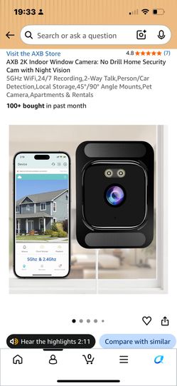 AXB 2K Indoor Window Security Camera – Night Vision WiFi