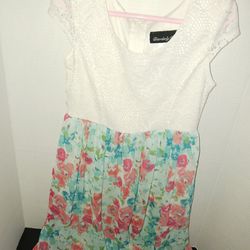 White Dress with Pink and Blue Flower 28.