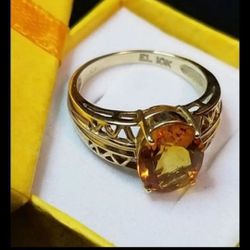 10K Real Gold Oval Citrine Ring, size 5.75