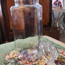 Tall Vintage Glass Jar w Lid