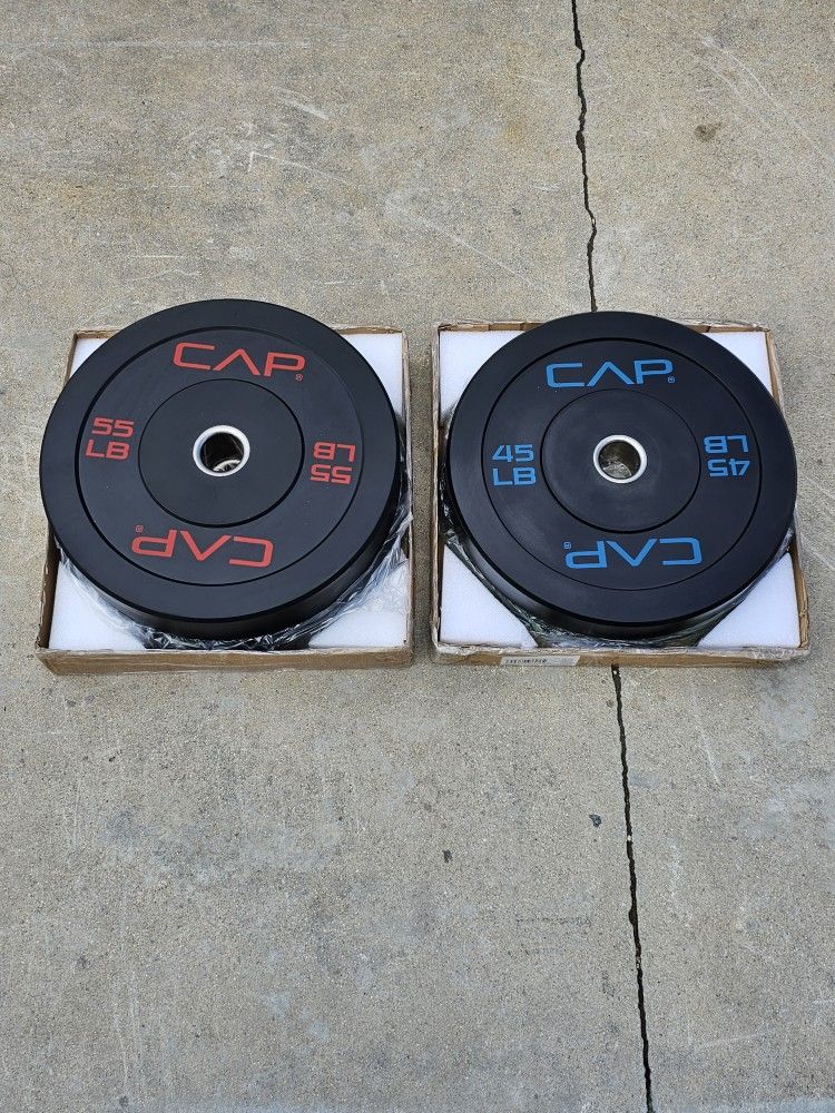Bumper Plate Set 45s, 55s Cap Barbell