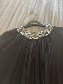Black Embellished Neckline Evening Dress