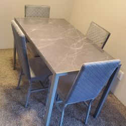4 Person Dining Set, Tempered Glass Dining