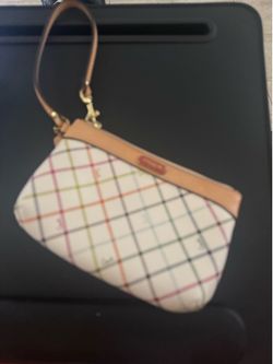 Coach Wristlet Clutch Multicolor Grid Print