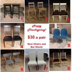 Need Additional Seating for the Holidays? $30 a Pair New Chairs and Stools