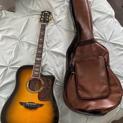 Keith Urban 2013 Sunburst Acoustic Guitar And Leather Carrying Case 