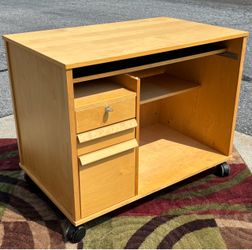 Rolling Wood Computer Desk with Drawers IKEA