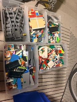 Bulk Legos with Lego train track and switches