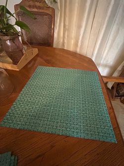 4 Teal Woven Vinyl Placemats